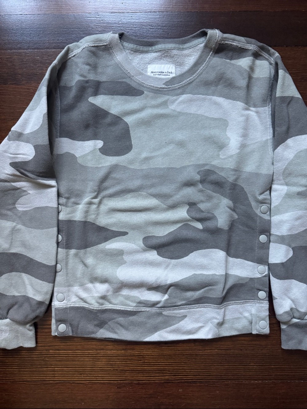 Woman Camo Crewneck Sweater - Gray/Green Camo - Soft Collection